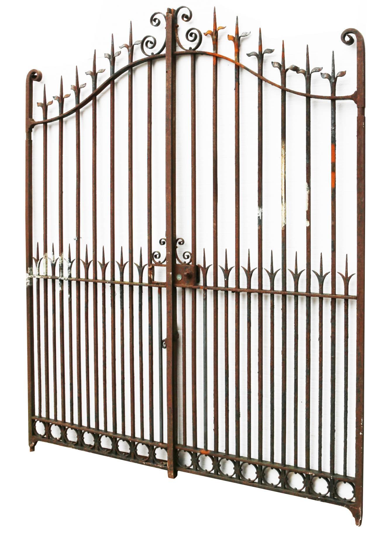 Gothic Pair of 19th Century Wrought Iron Driveway Gates