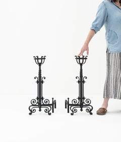 Pair of 19th Century Wrought Iron French Andirons