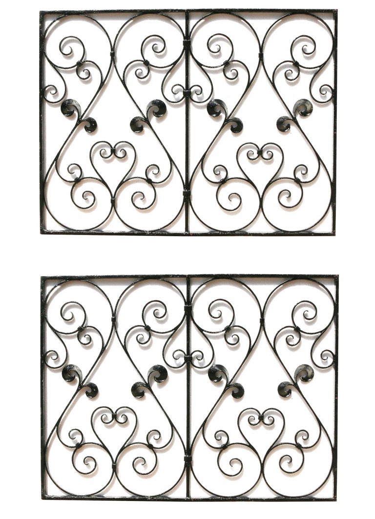 Pair of 19th Century Wrought Iron Panels or Railings For Sale at 1stdibs