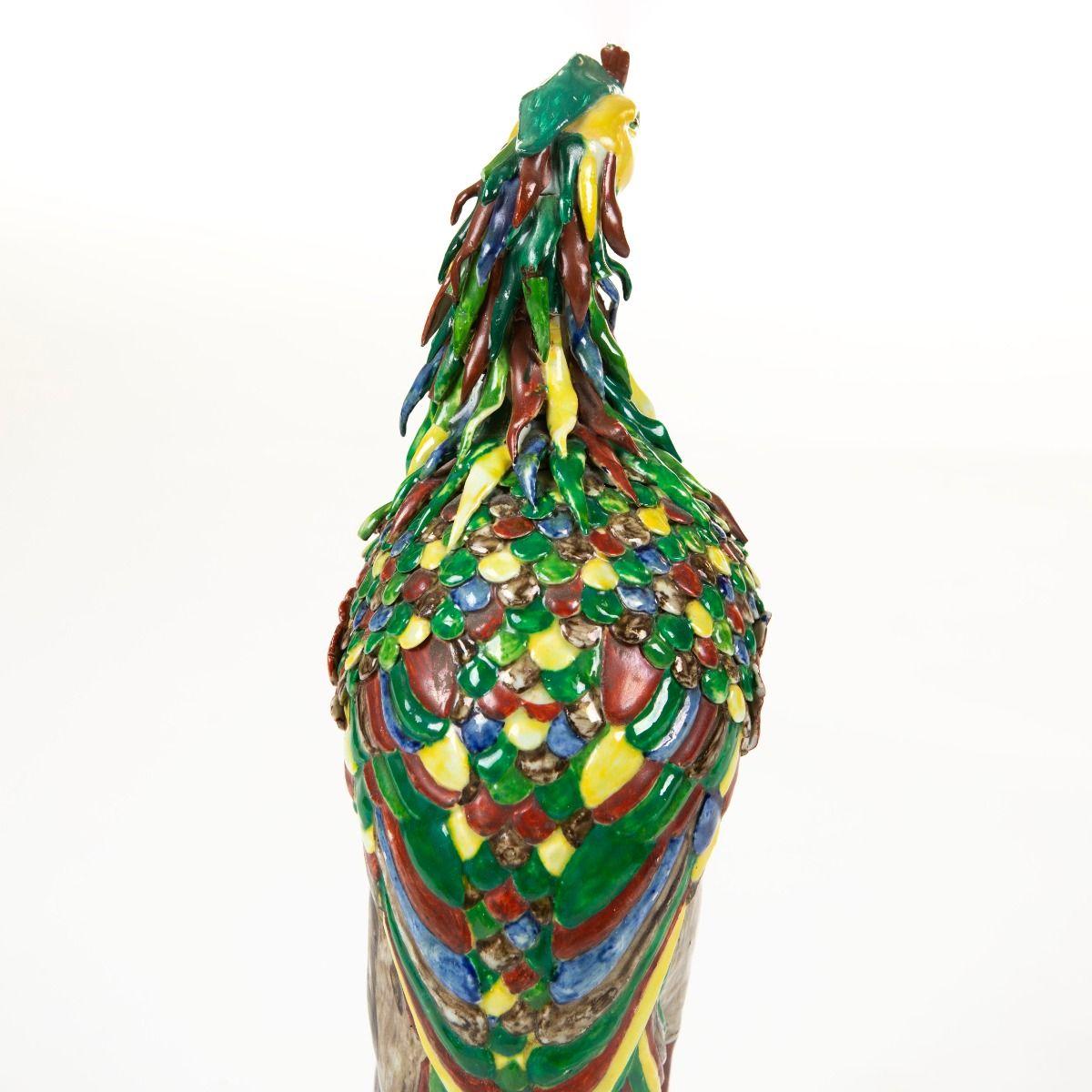 Pair of 19th Crt.  Decorativ Chinese Polychrome Porcelain Phoenix  Bird Figures For Sale 10