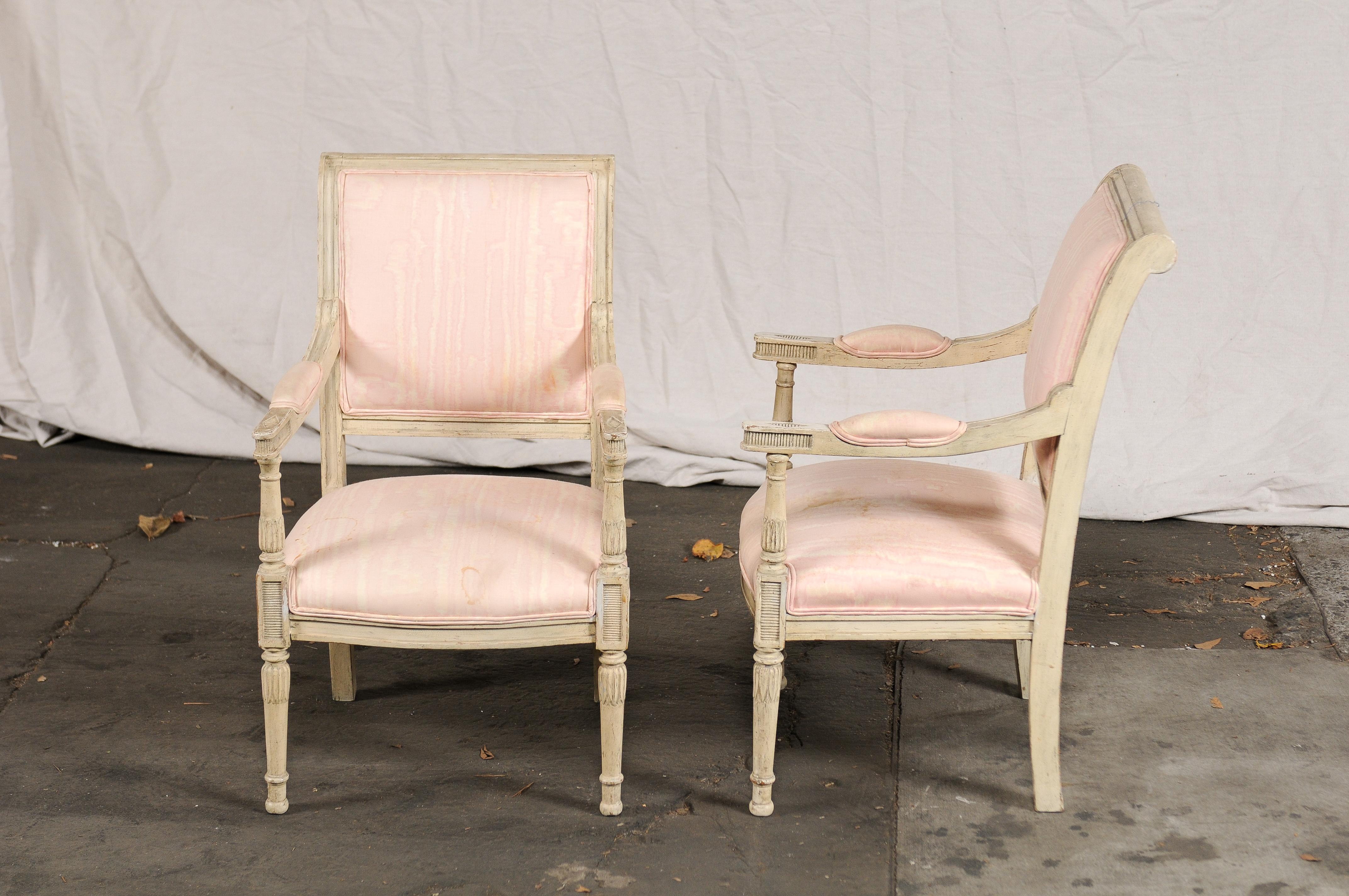 Pair of 19th-Early 20th Century French Child's Chairs, Painted Directoire Style In Good Condition In Atlanta, GA
