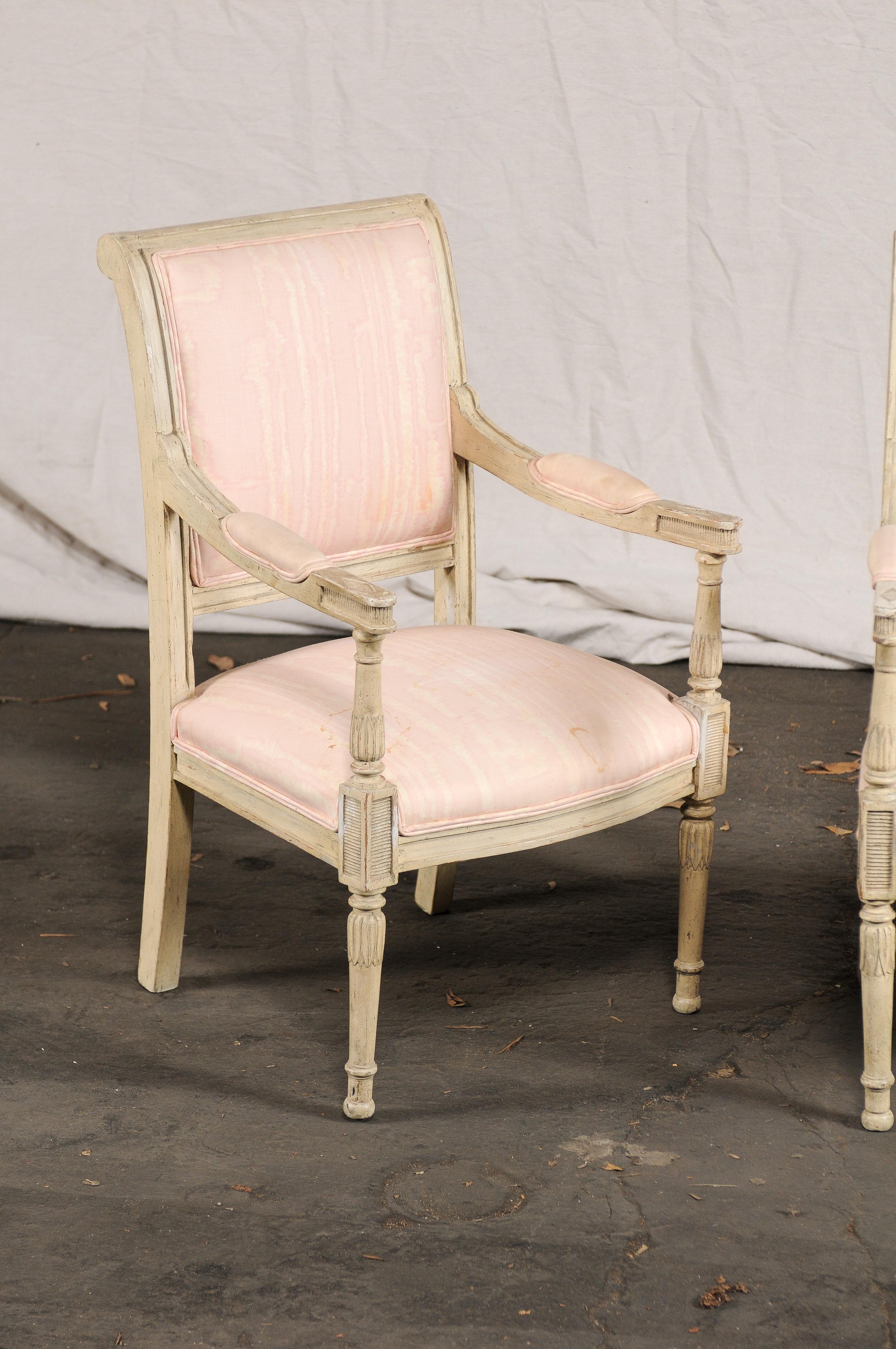 Pair of 19th-Early 20th Century French Child's Chairs, Painted Directoire Style 1