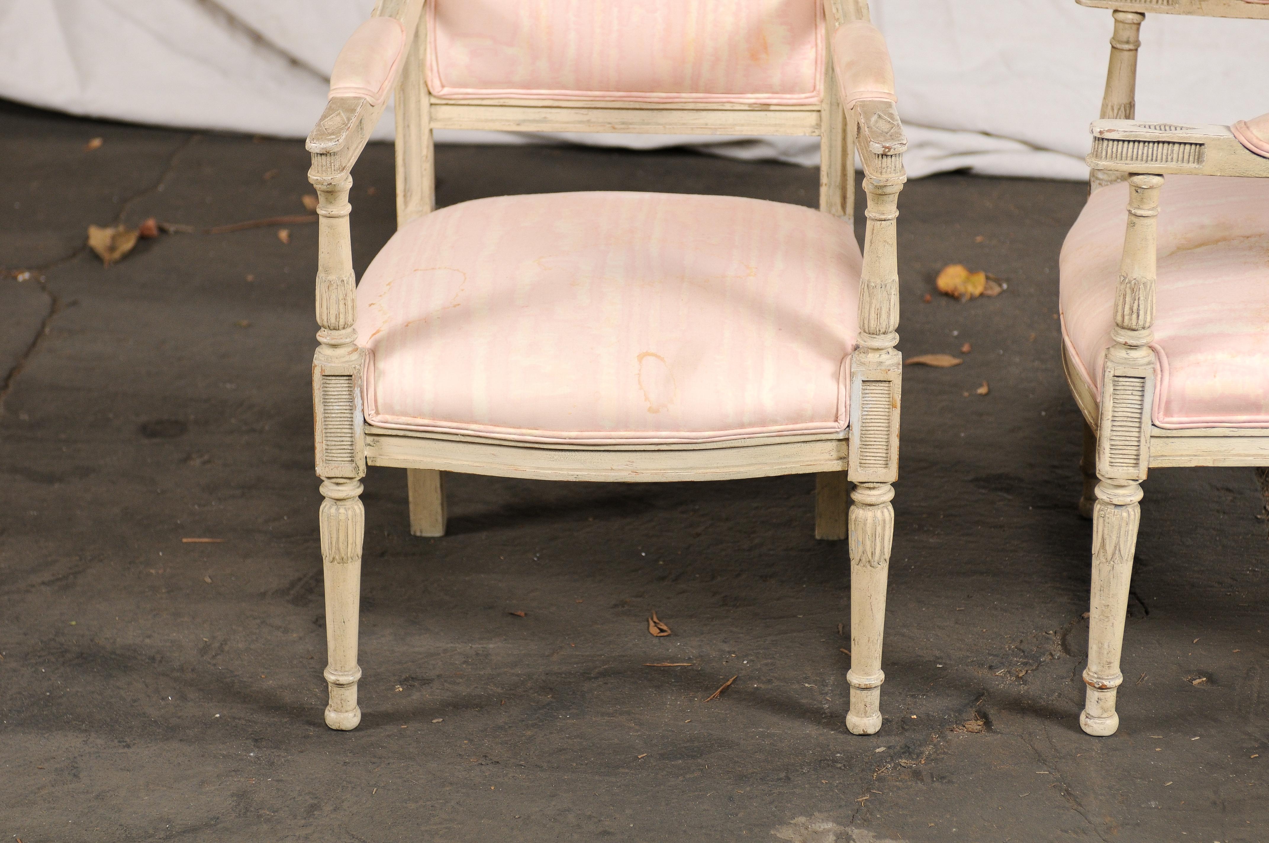 Pair of 19th-Early 20th Century French Child's Chairs, Painted Directoire Style 2