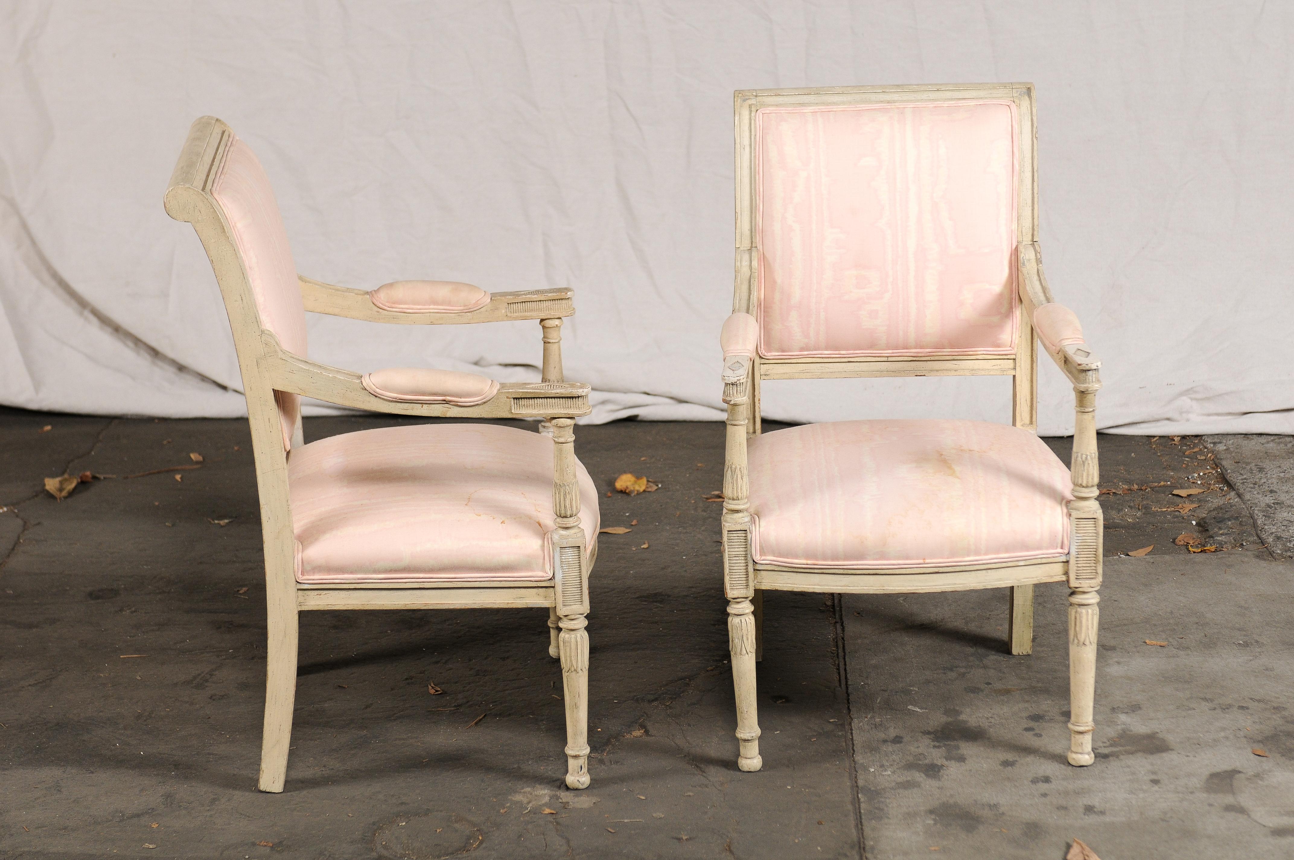 Pair of 19th-Early 20th Century French Child's Chairs, Painted Directoire Style 5