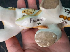 Pair of 19th-Early 20th Century French Faience Hand Painted Quimper Dragons