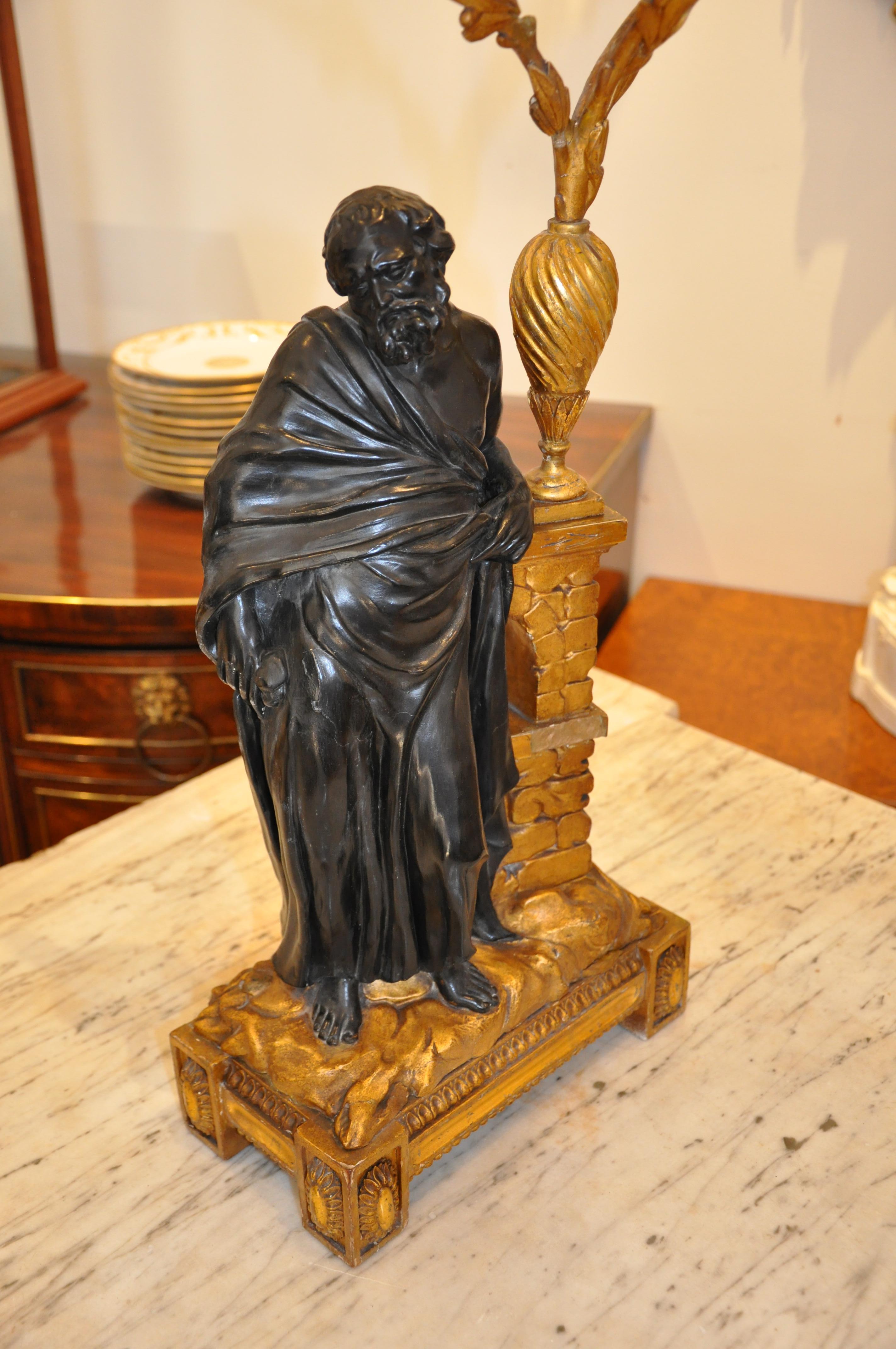 Ein Paar irische Giltwood-Kronleuchter mit Sokrates und Platon, frühes 19. Jh. im Zustand „Gut“ im Angebot in Essex, MA