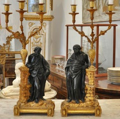 Pair of 19th Early Century Irish Giltwood Candelabra of Socrates and Plato