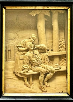 Pair of 19th-century Limewood Carvings of Romantic Tyrolean Scenes