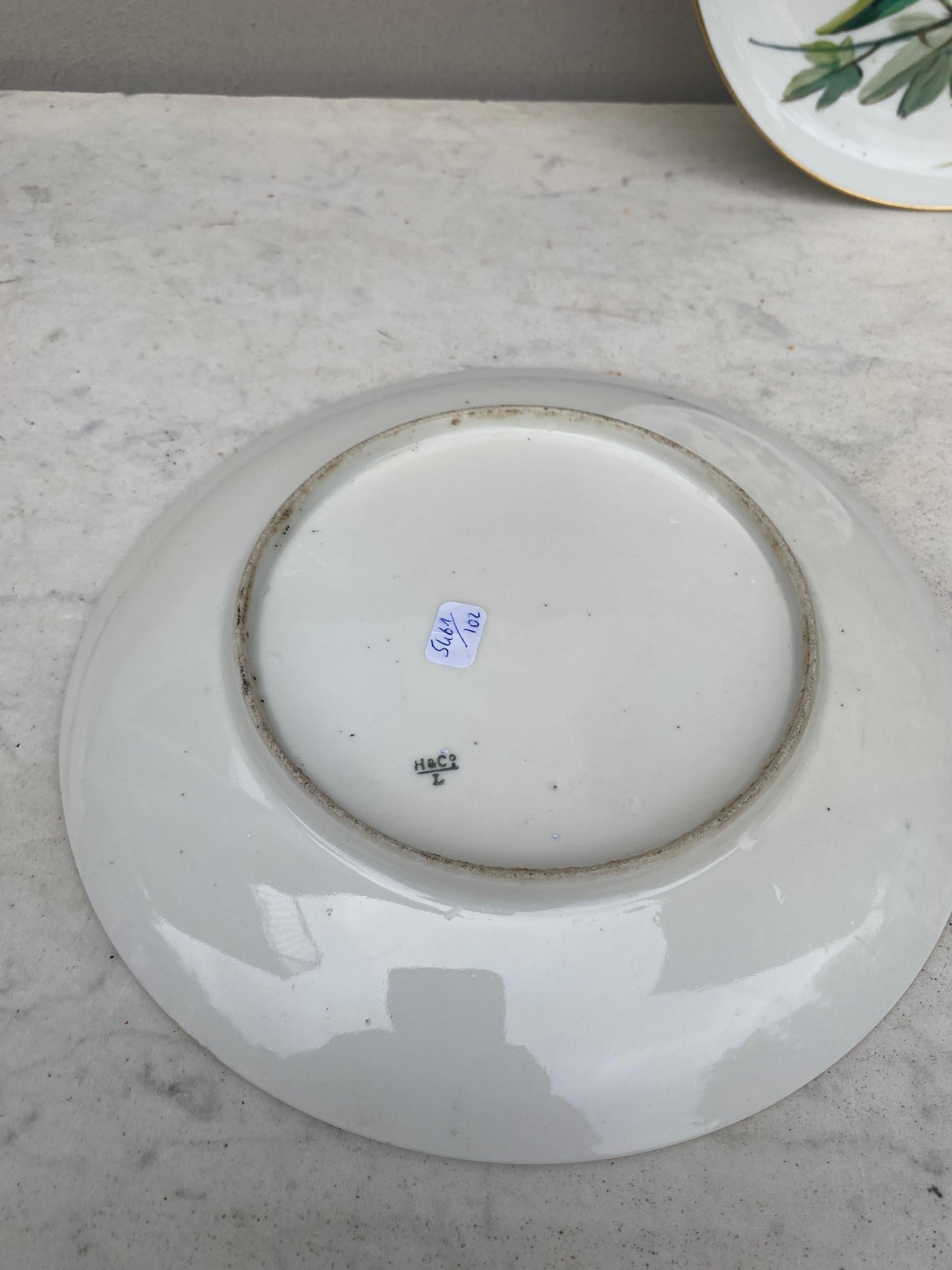 Late 19th Century Pair of 19th French Porcelain Plates Flowers & Butterflies Limoges For Sale