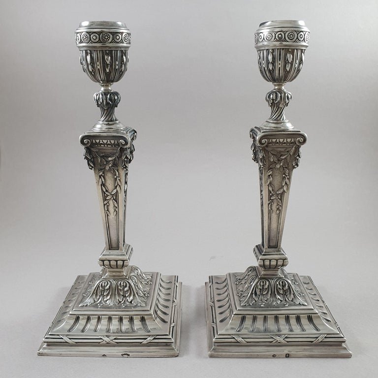Pair of 19th French Sterling Silver Candlesticks at 1stDibs french silver candlesticks