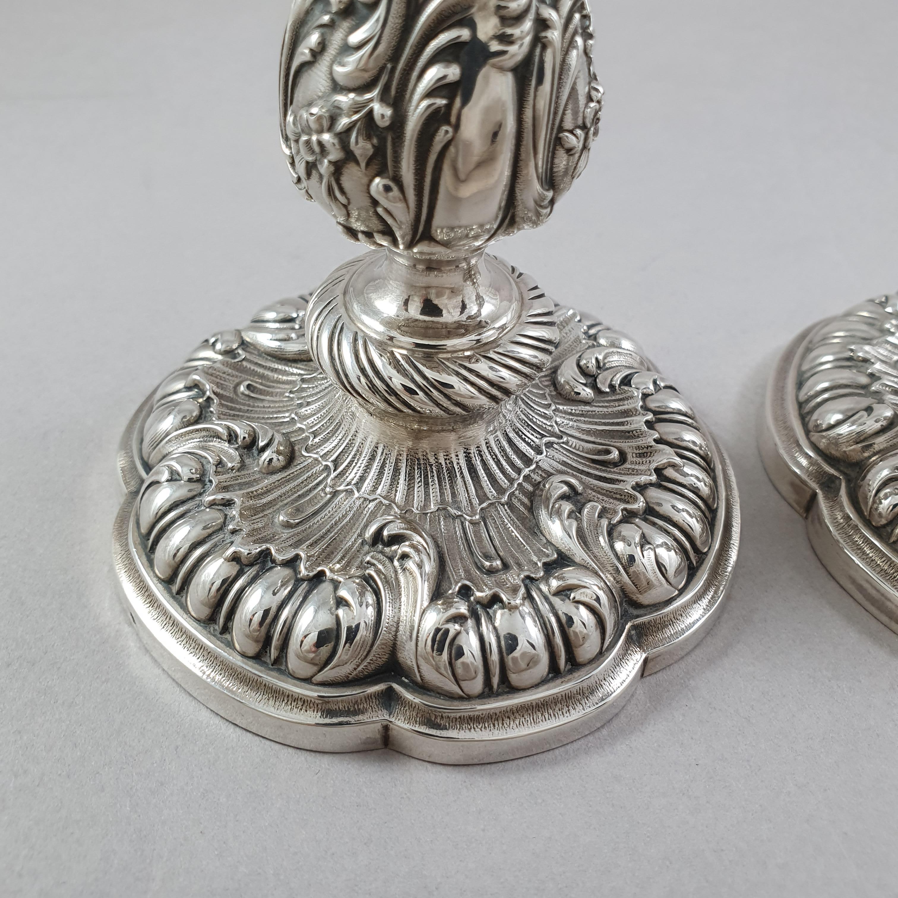 Pair of 19th French Sterling Silver Candlesticks 2