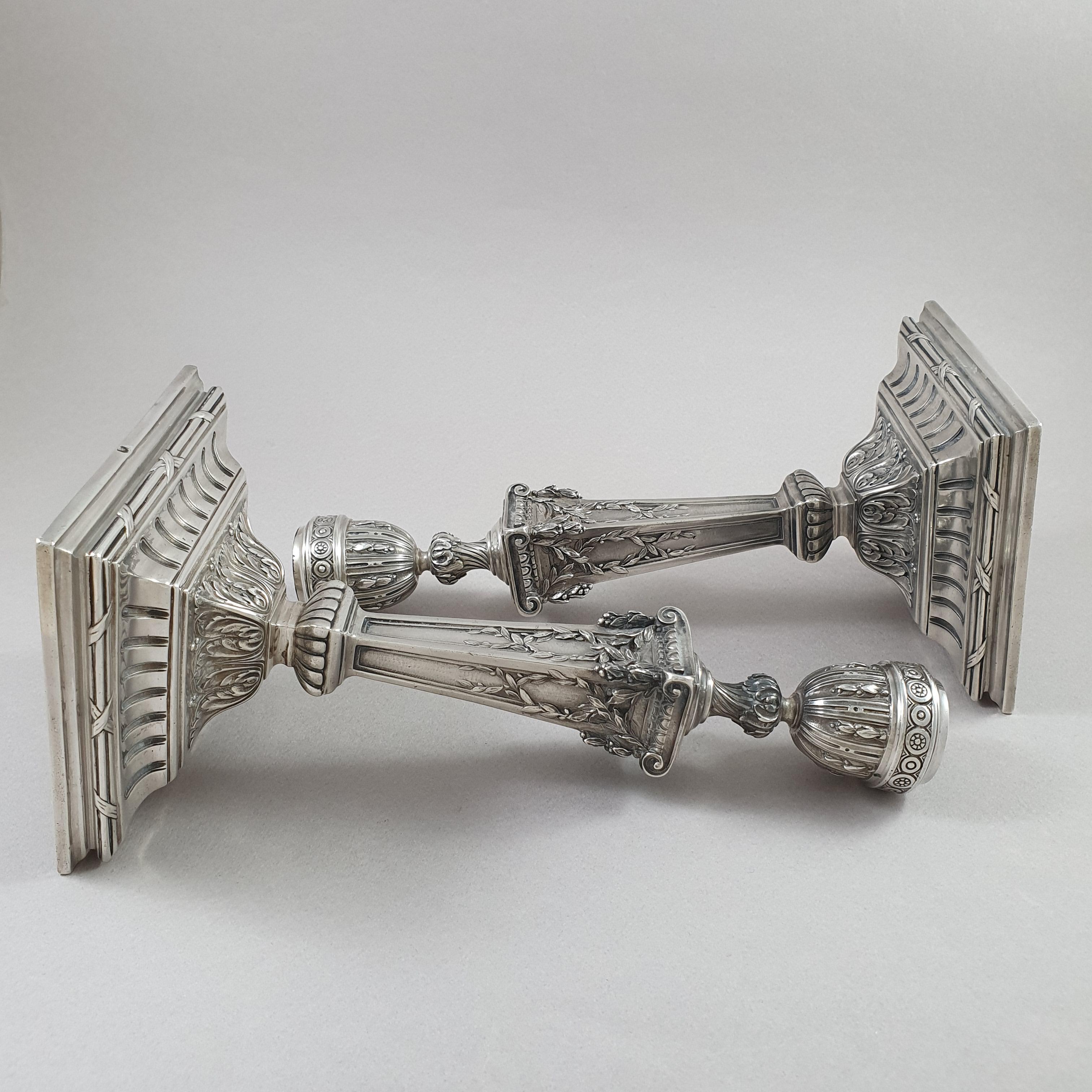 Pair of 19th French Sterling Silver Candlesticks 3