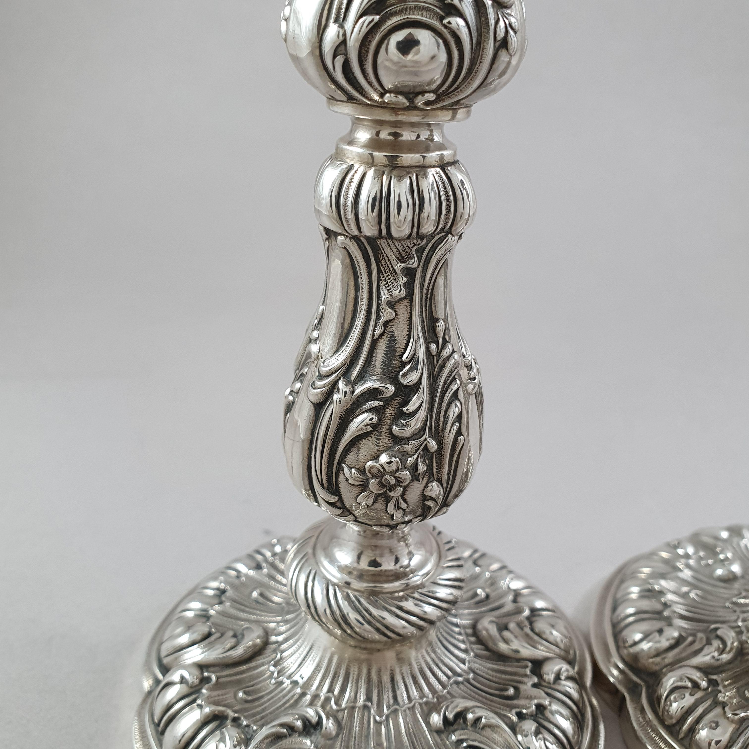 Pair of 19th French Sterling Silver Candlesticks 3