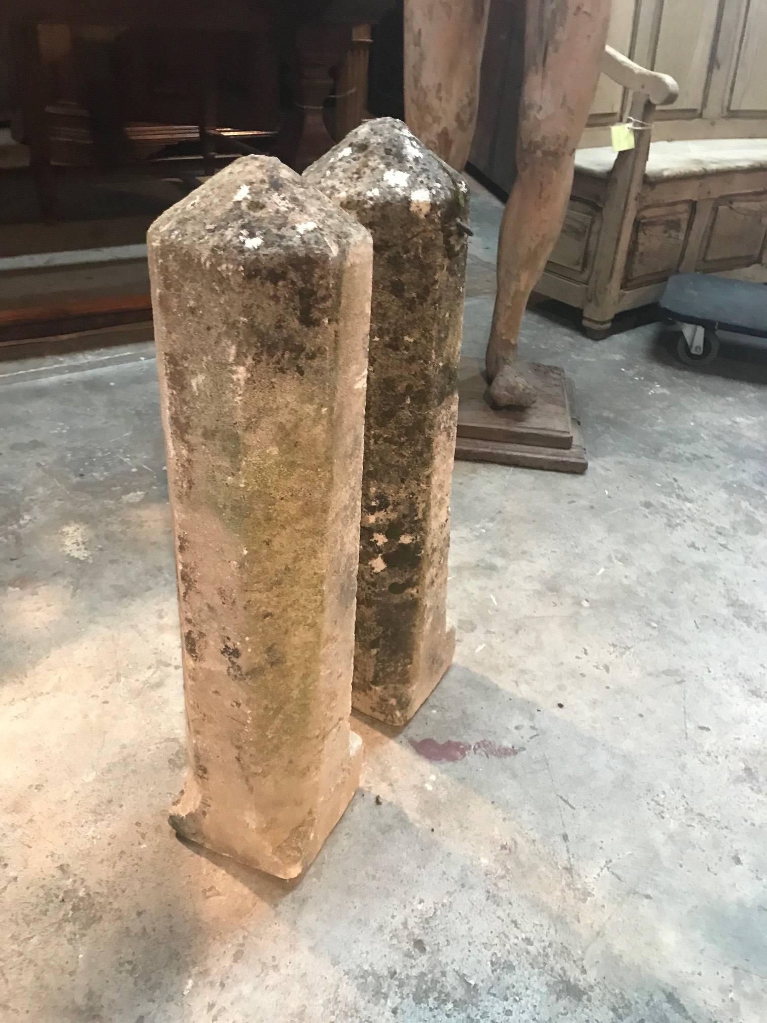 Pair of 19th French Stone Markers, Obelisks In Good Condition In Atlanta, GA