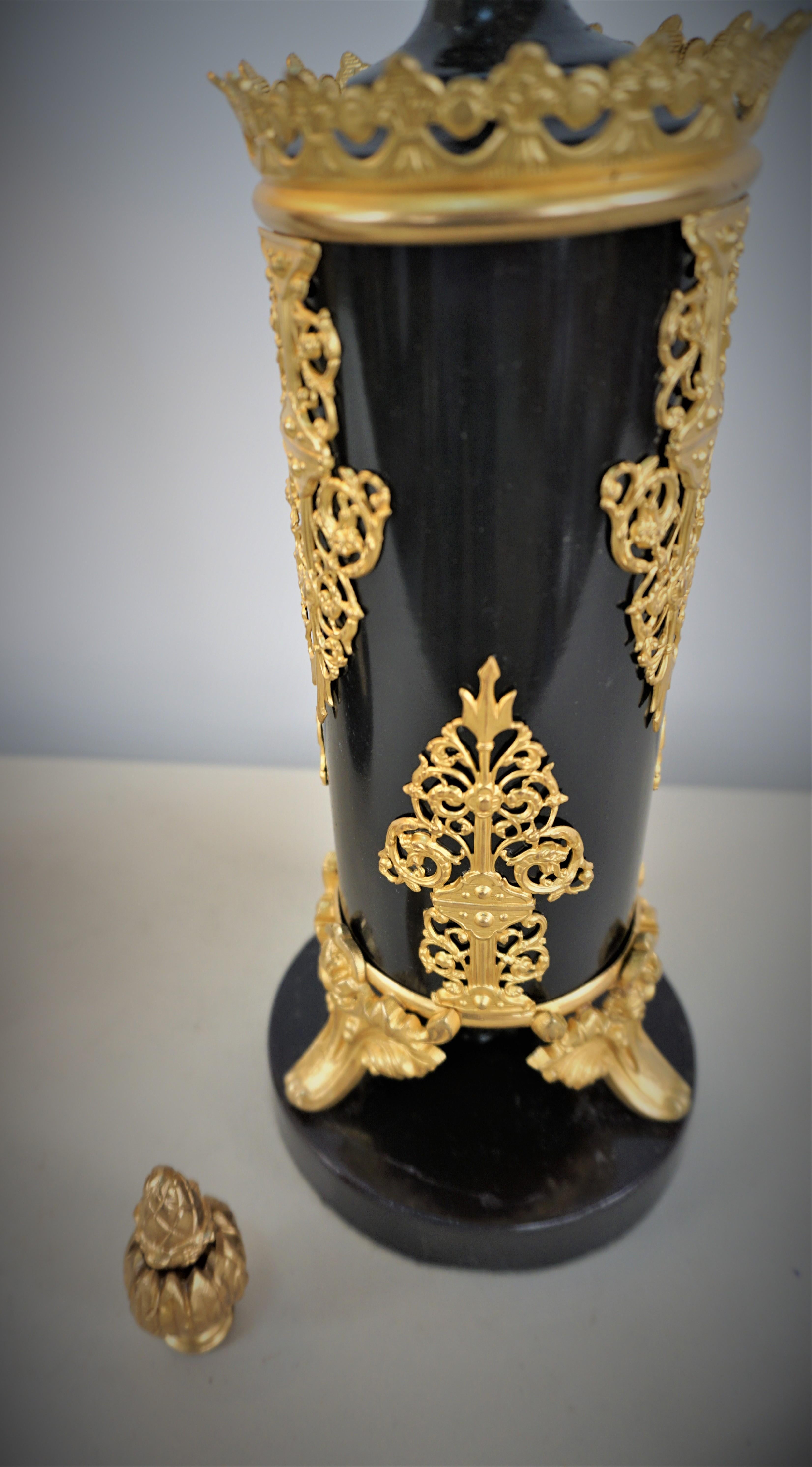 19th Century Pair of 19th Gilt & Oxidized Bronze Table Lamps For Sale