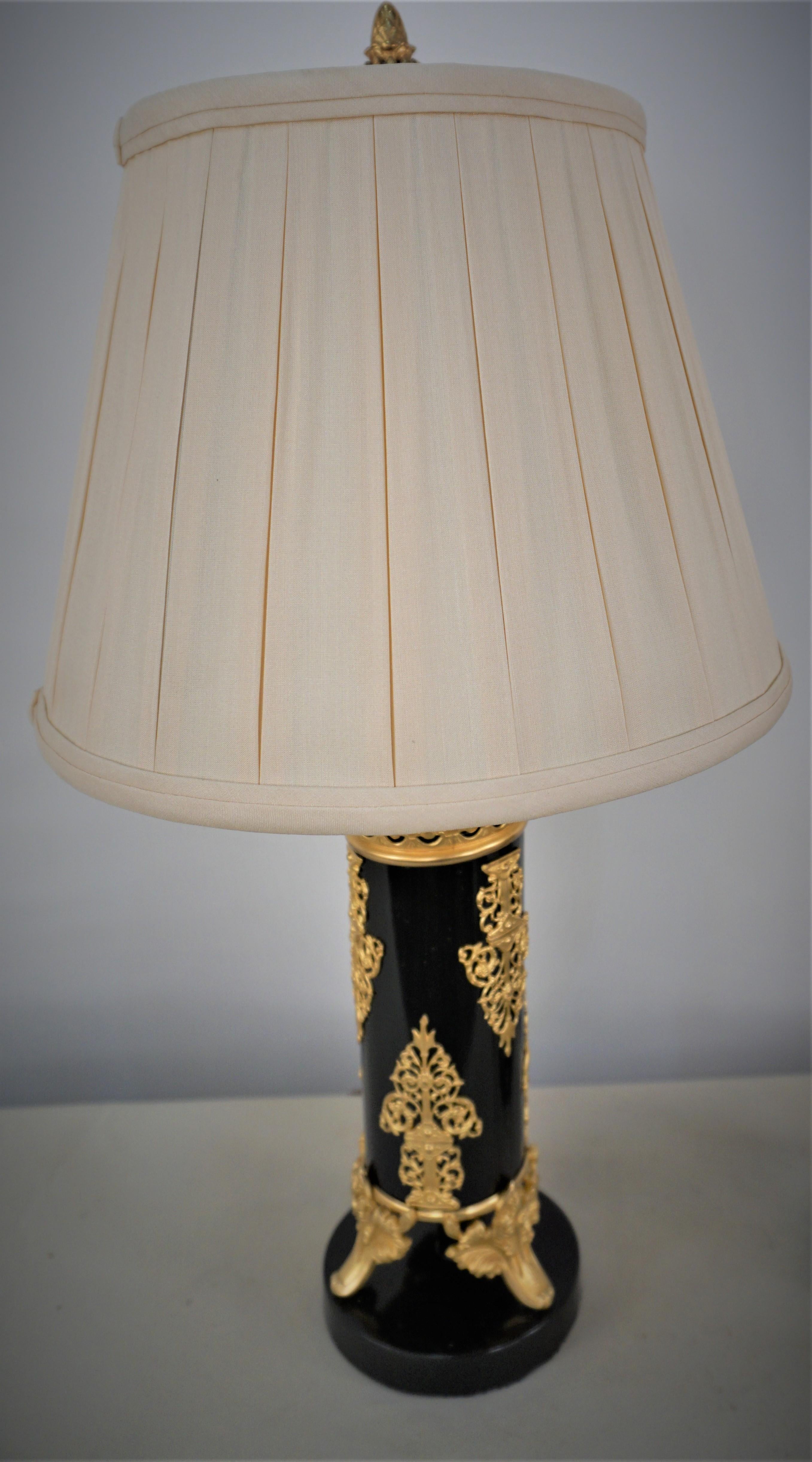 Pair of 19th Gilt & Oxidized Bronze Table Lamps For Sale 3