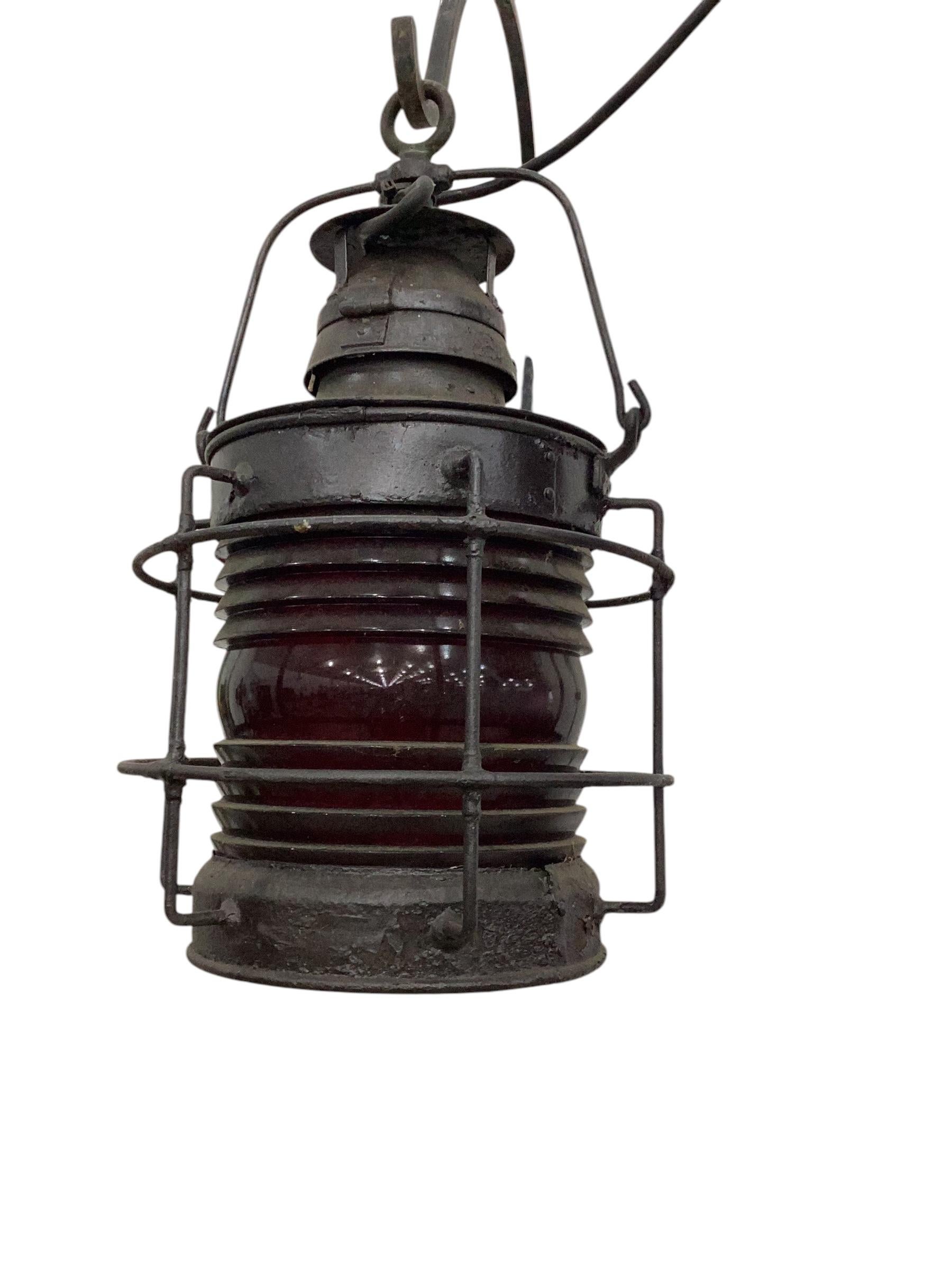 Glass Pair of 19th Nautical Ships Lantern For Sale