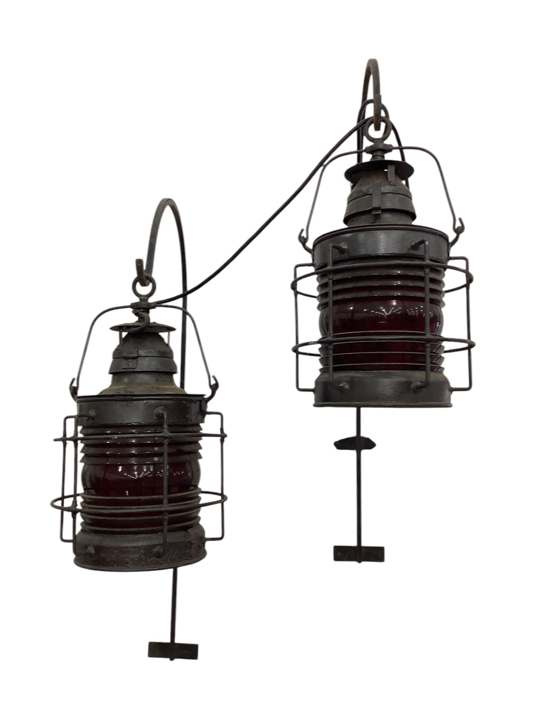Pair of 19th Nautical Ships Lantern For Sale 1
