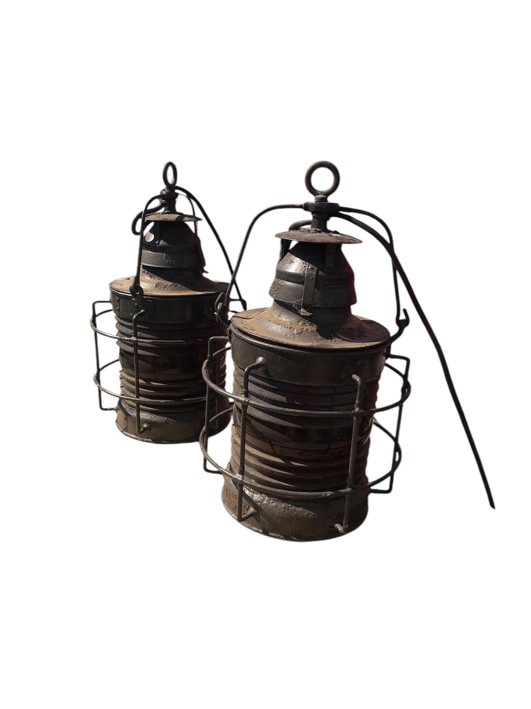 Pair of 19th Nautical Ships Lantern For Sale 2