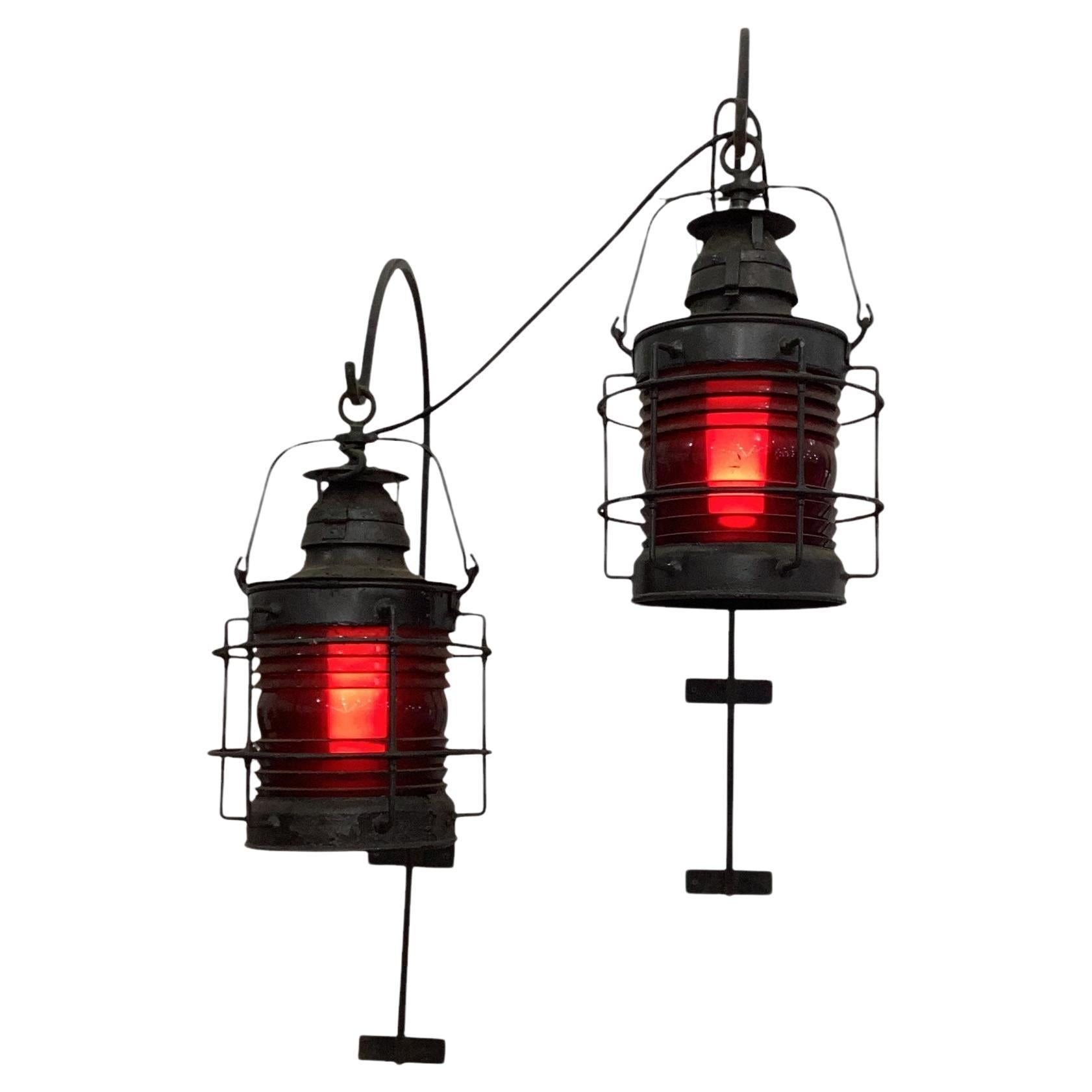 Pair of 19th Nautical Ships Lantern