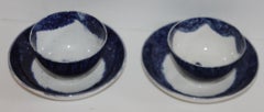 Pair of 19th Century Blue Spatter Ware Petrus Regout Maastricht C & S