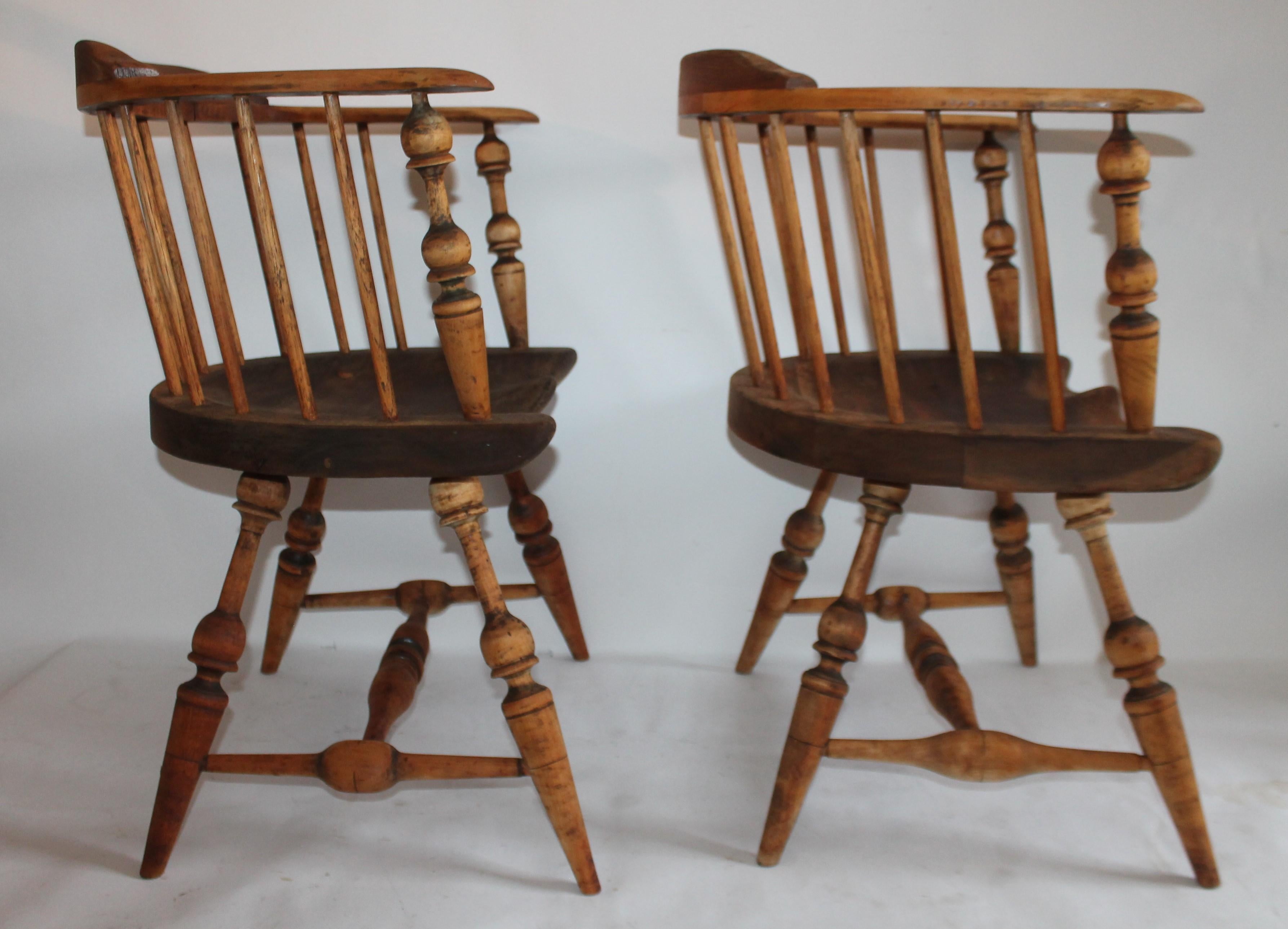 Hand-Crafted Pair of 19th Century Firehouse Windsor Armchairs