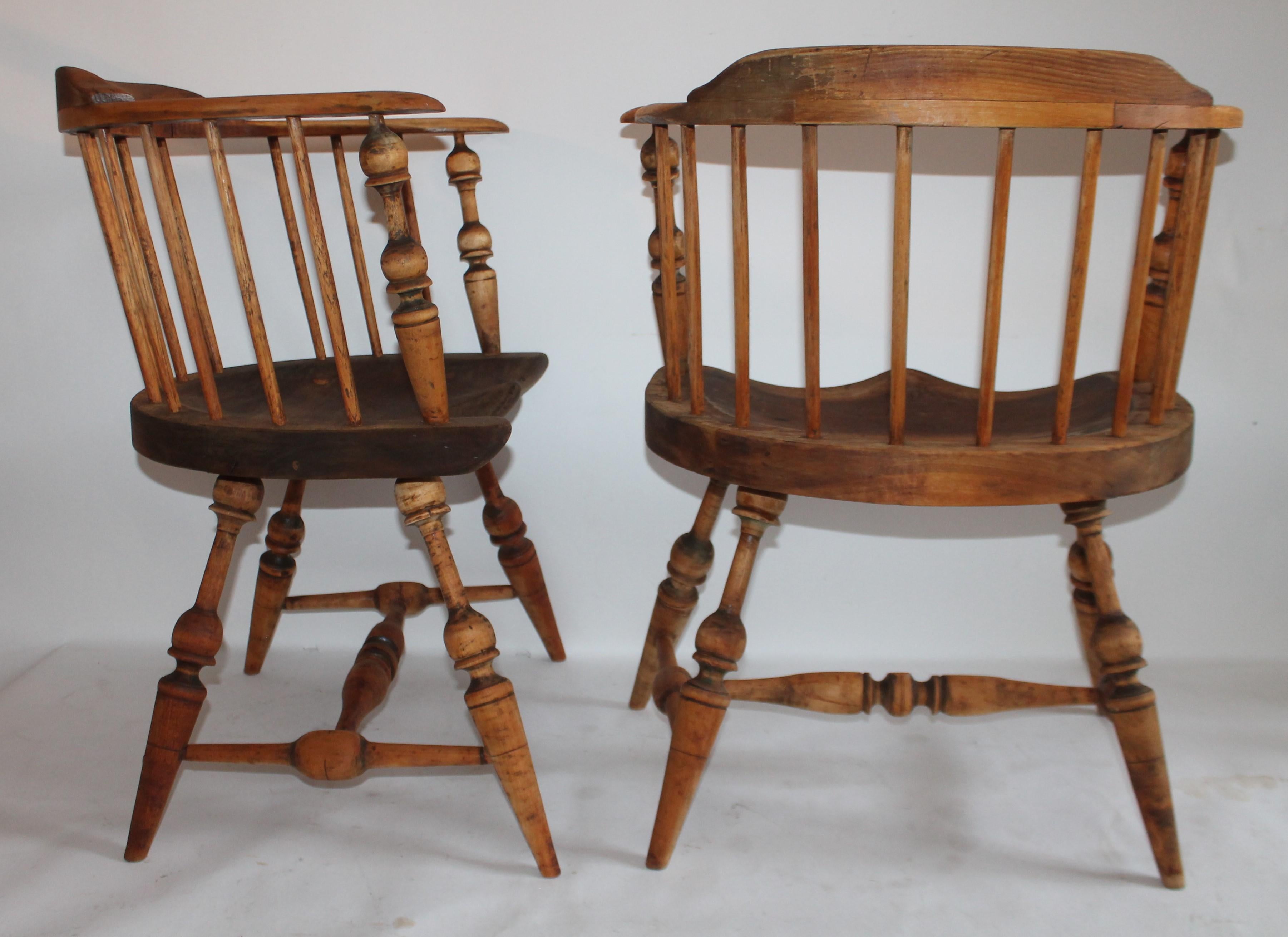 Wood Pair of 19th Century Firehouse Windsor Armchairs