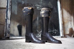 Pair of 19thC French Black Painted Pine Mannequin Legs