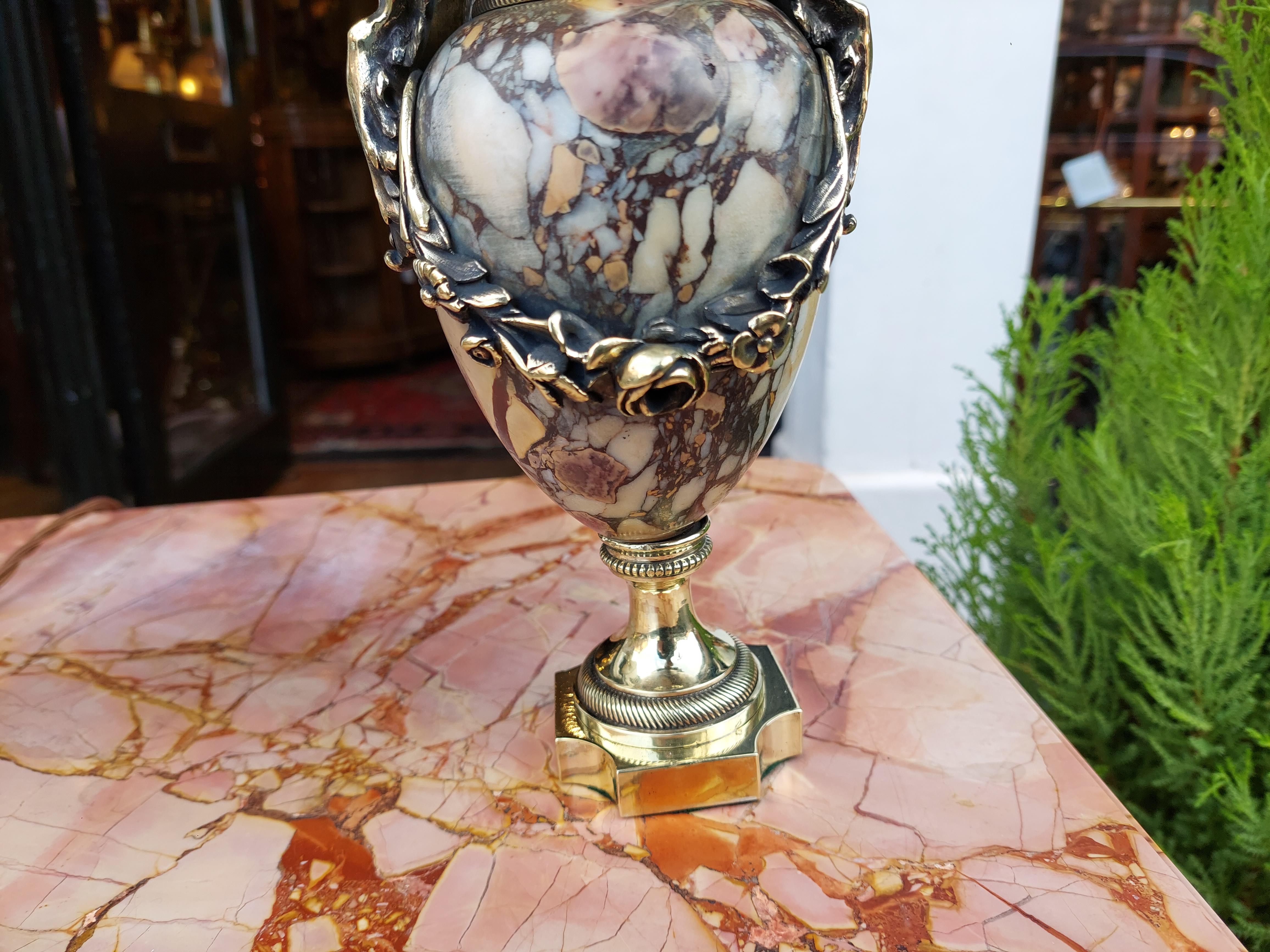 Paire d'urnes en marbre montées sur laiton doré du XIXe siècle Bon état - En vente à Altrincham, GB