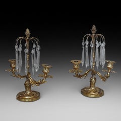 Pareja de Lustres de Ormolu de Dos Ramas Franceses del S. XIX