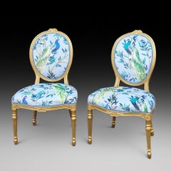 Pair of 19thC Giltwood Fautiel Chairs
