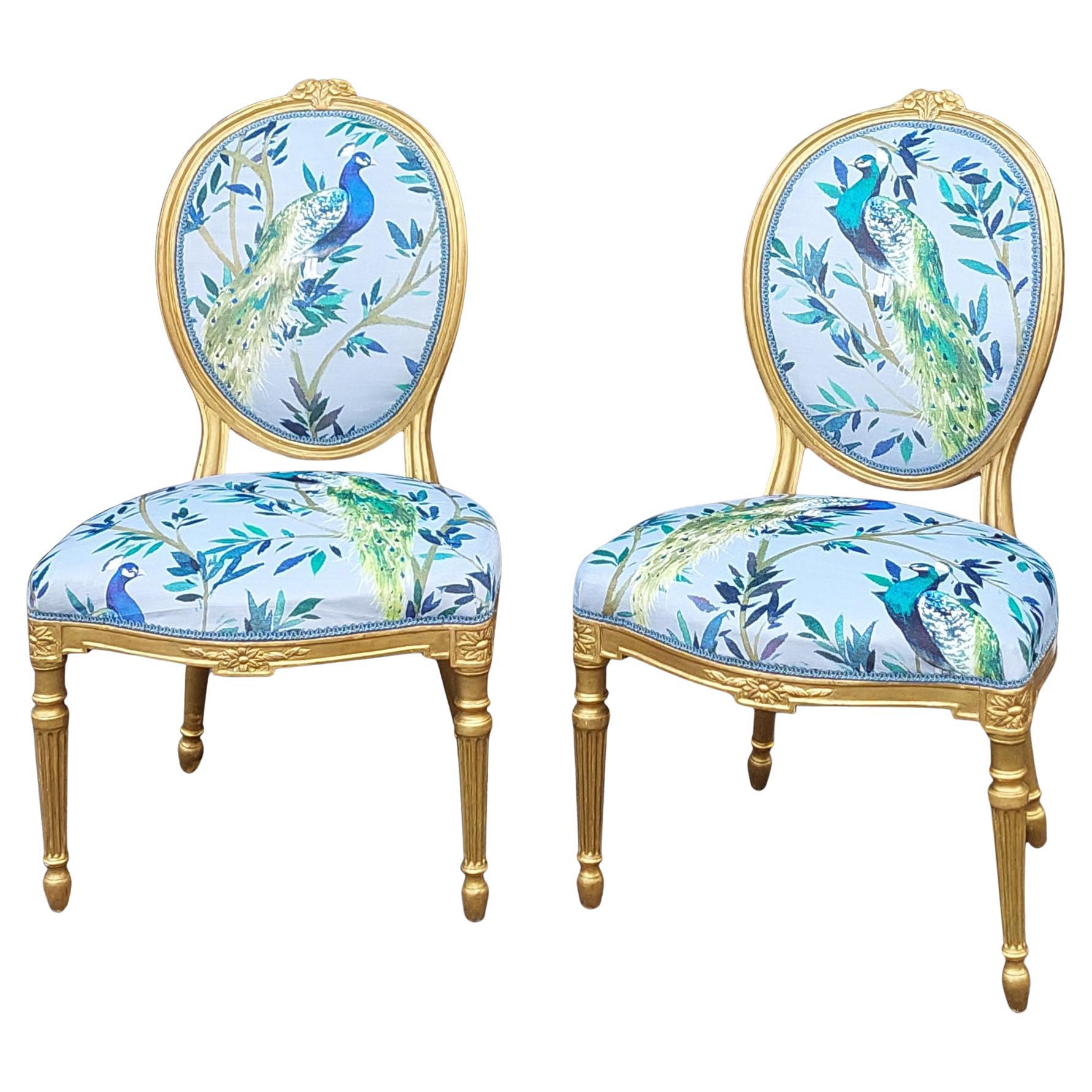 Pair of 19thC Giltwood Fautiel Chairs