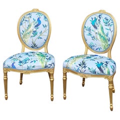 Pair of 19thC Giltwood Fautiel Chairs