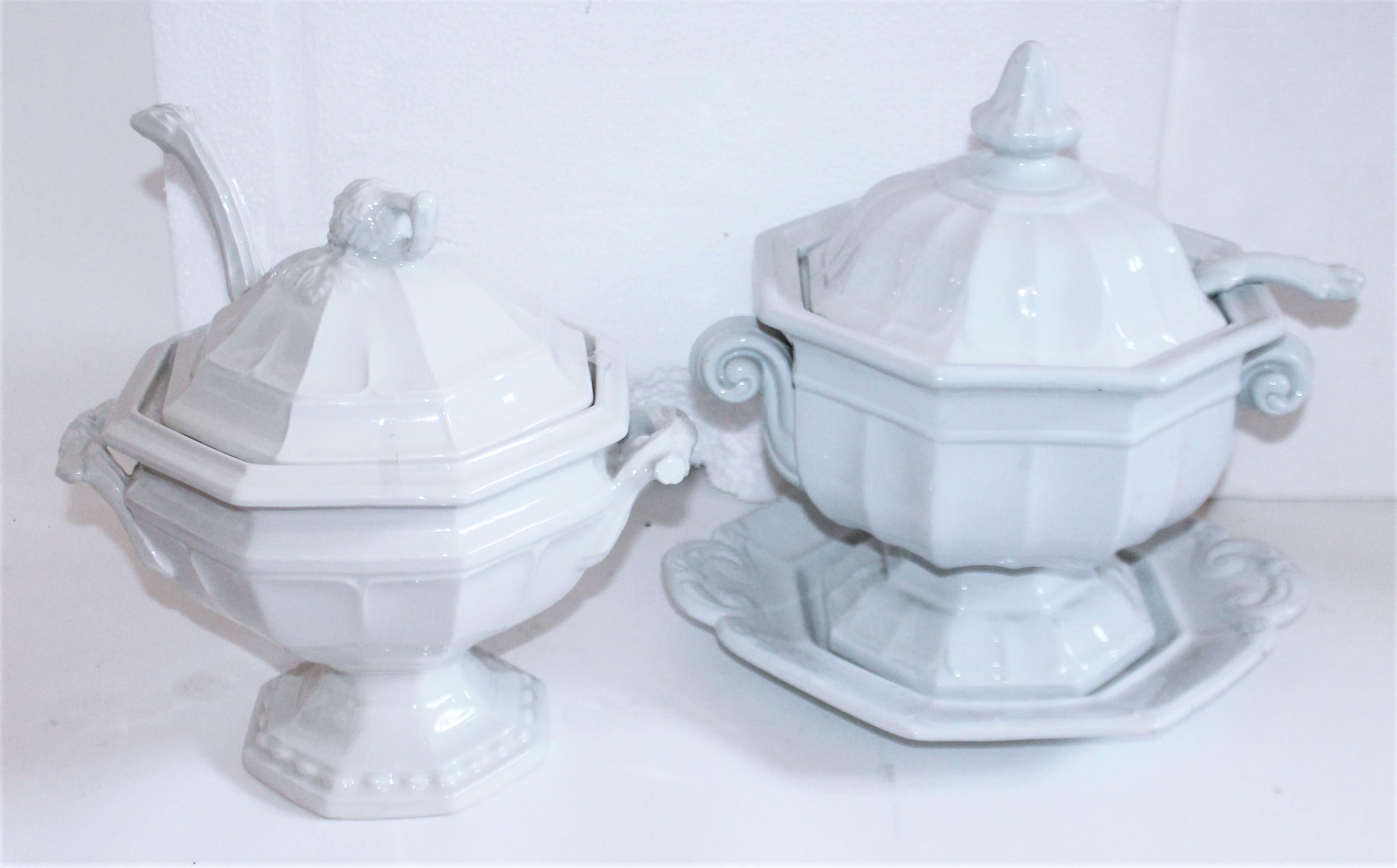 These two Ironstone tureens are in mint condition and both have labels.