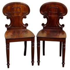 Pair of 19th C. Mahogany Hall Chairs