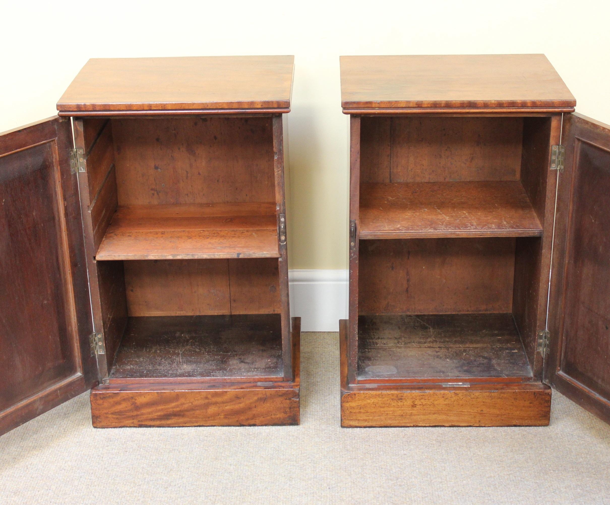 Pair of 19thc Mahogany Pedestal Bedside Cupboards In Fair Condition In Sherborne, GB