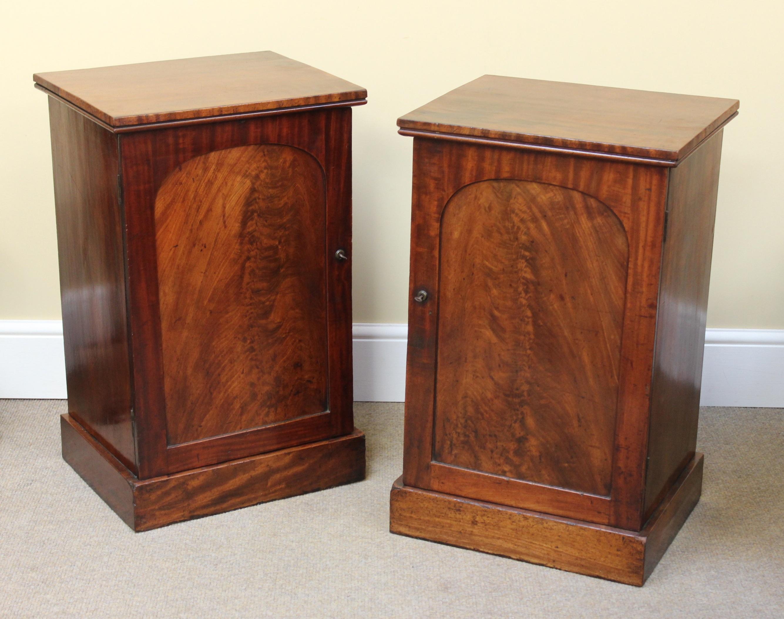 19th Century Pair of 19thc Mahogany Pedestal Bedside Cupboards For Sale