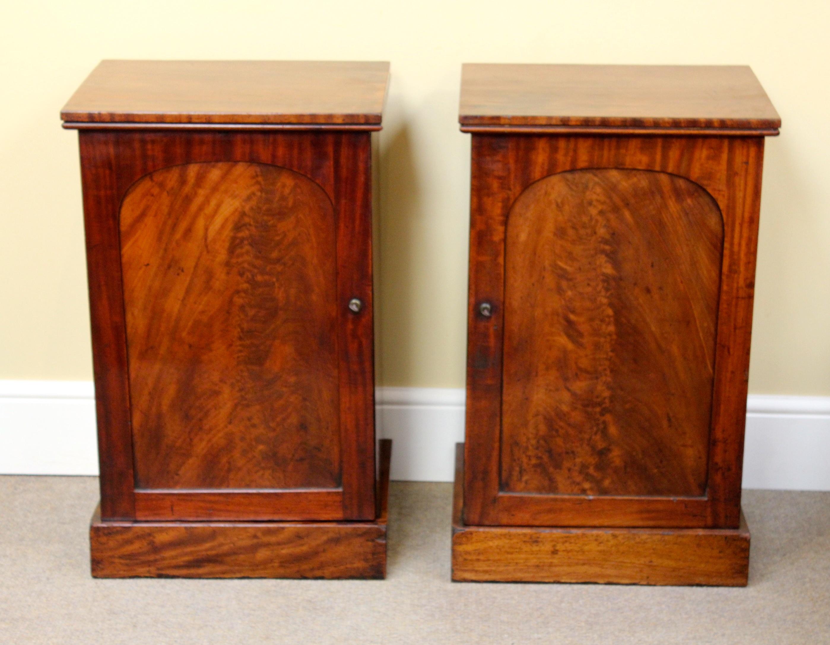 Pair of 19thc Mahogany Pedestal Bedside Cupboards 1