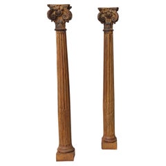 Pair of 19thC oak columns