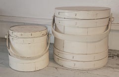 Pair of 19thc Original White Painted Furkins