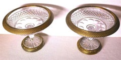 Pair of 19thc Ormolu Crystal Cut Baccarat Candy Dish
