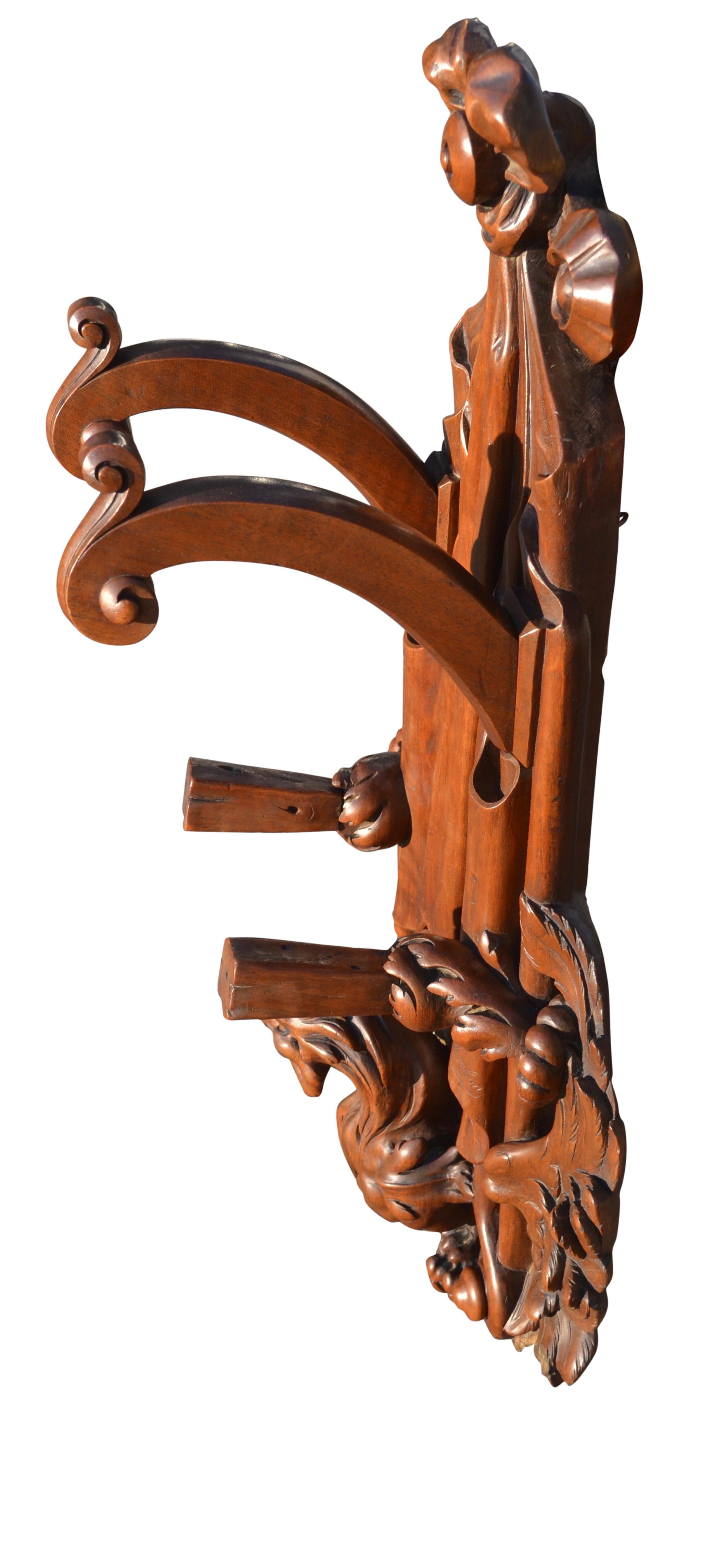 Pair of 19th C Signed Black Forest Style French Carved Walnut Hunting Gun Racks For Sale 8