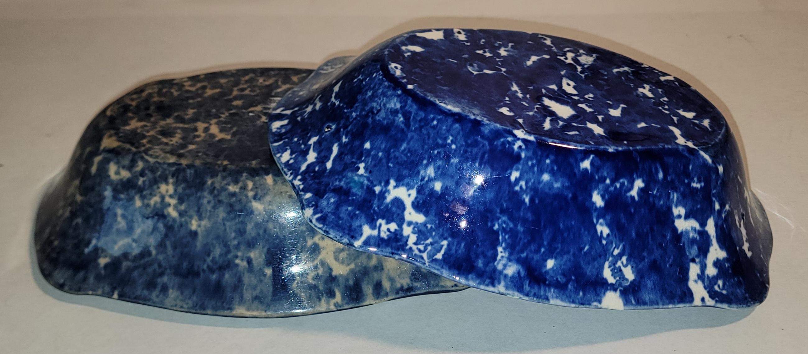 Paar Gemüseschalen aus Schwammware aus dem 19. Jahrhundert -2 im Zustand „Gut“ im Angebot in Los Angeles, CA