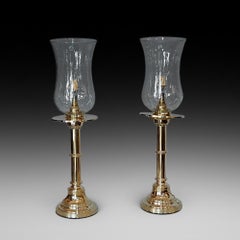 Pair of 19thC Turned Brass Table Lamps