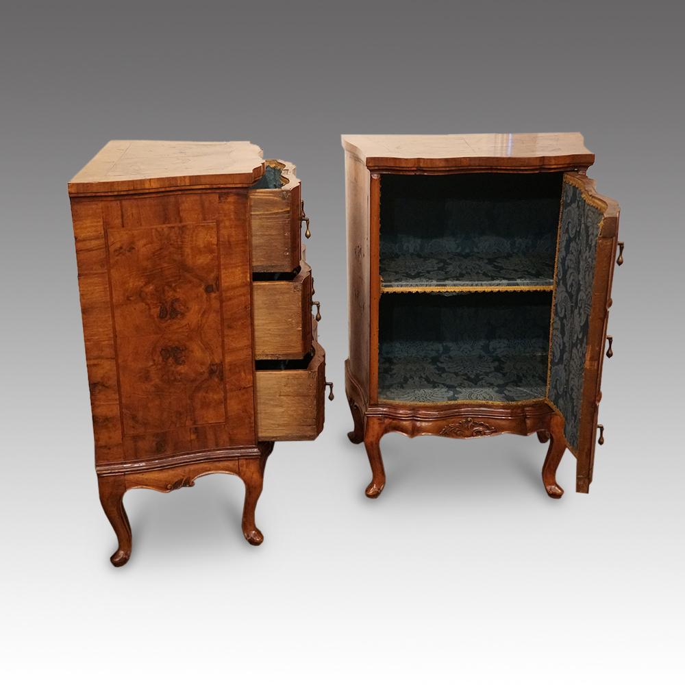 Late 19th Century Pair of 19th Century Walnut Dutch Bedside Storage Cabinets, circa 1880