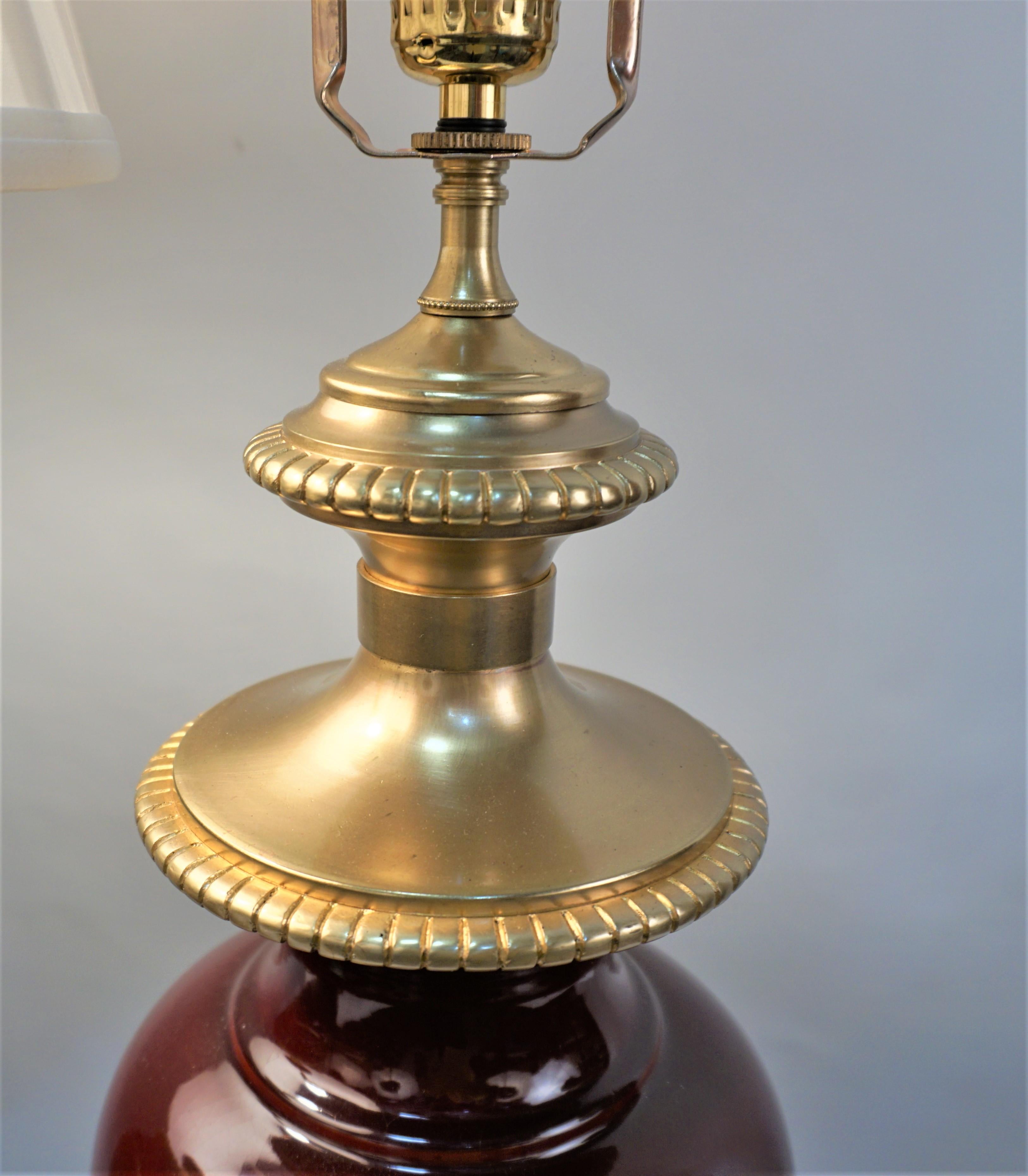 Pair of 19ths Century Electrified Porcelain and Bronze Oil Lamp In Good Condition In Fairfax, VA