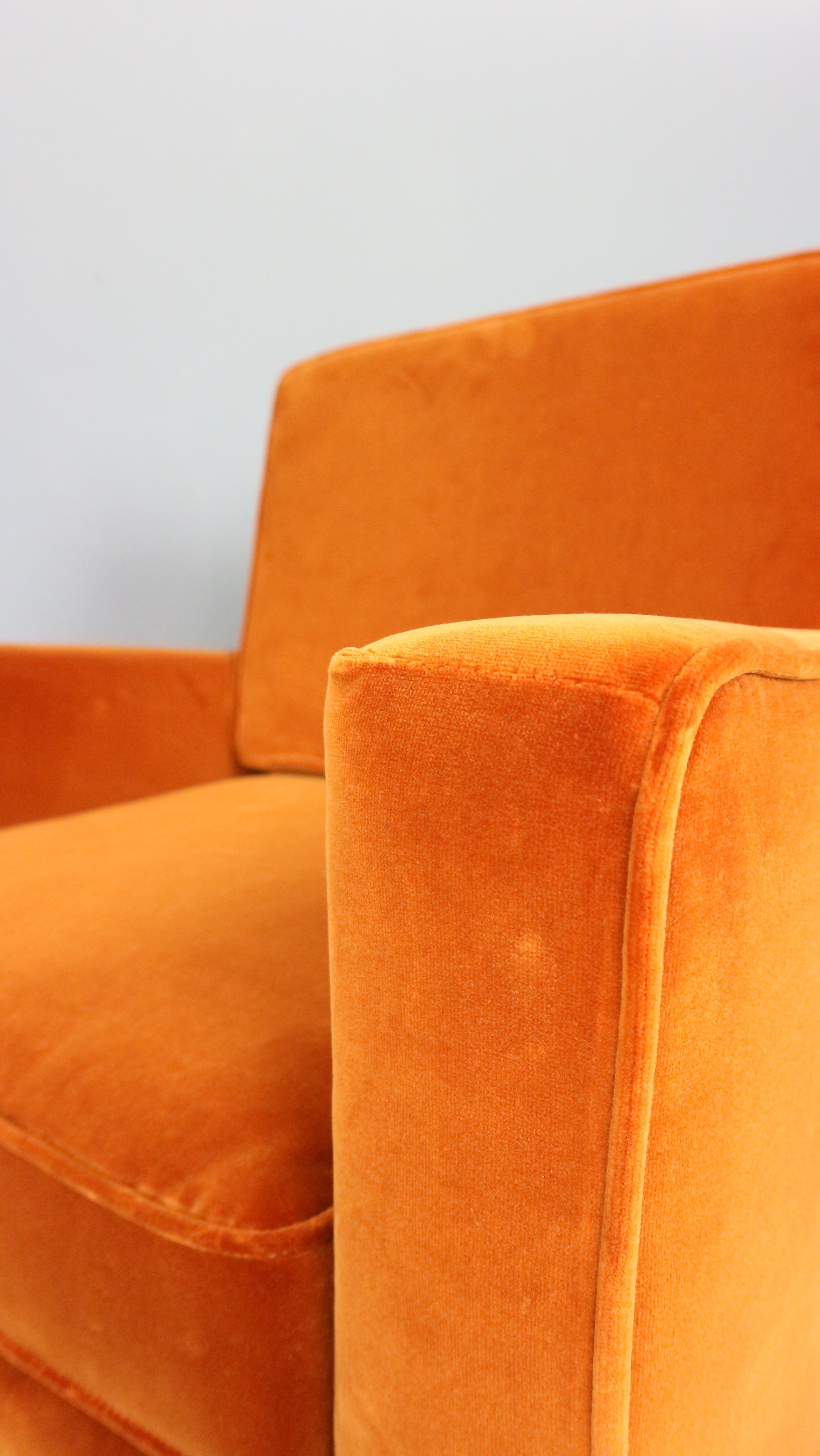 Pair of 1st edition easy chairs 25 BC by Florence Knoll in velvet, 1950s For Sale 6