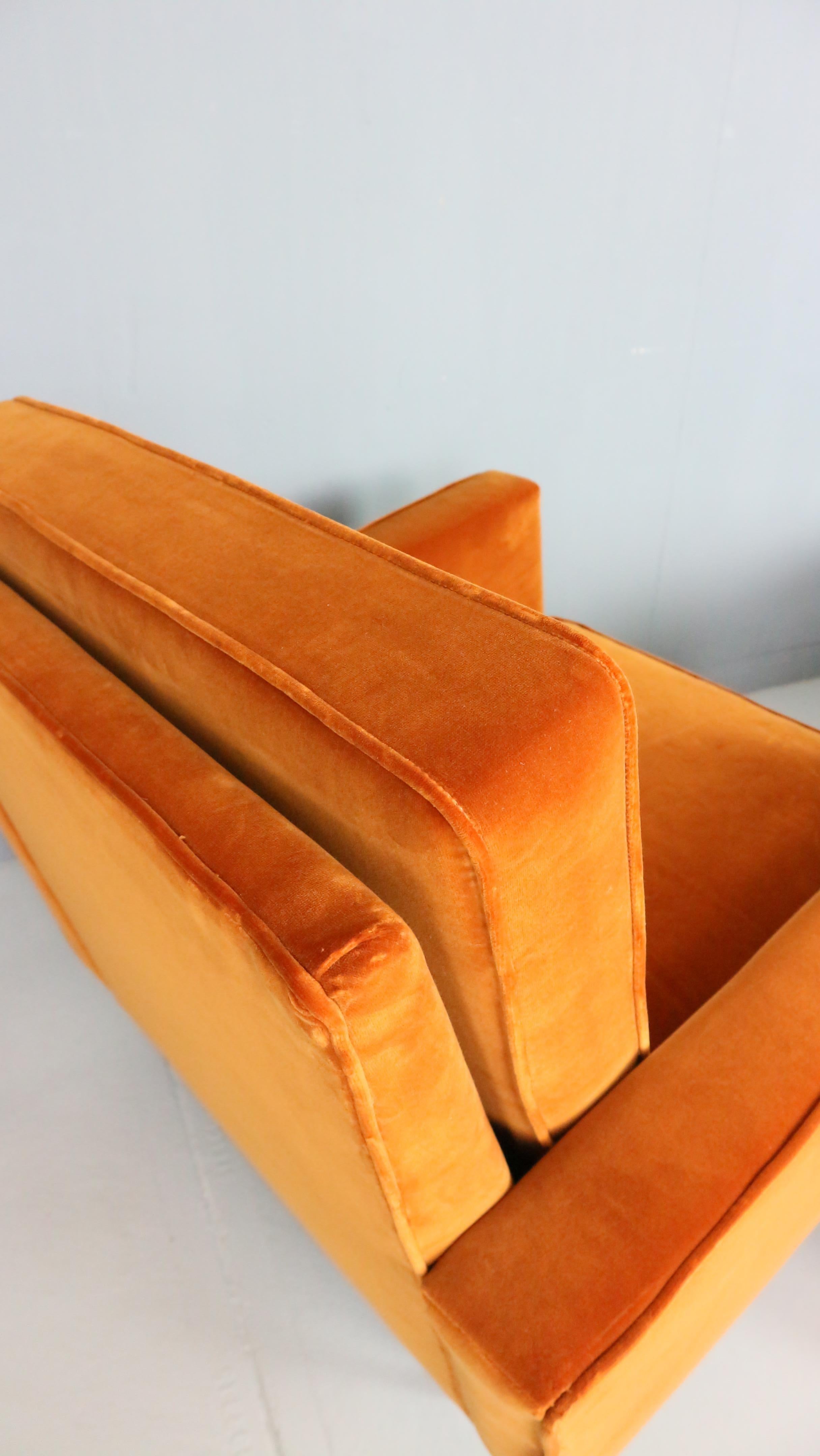 Pair of 1st edition easy chairs 25 BC by Florence Knoll in velvet, 1950s For Sale 12