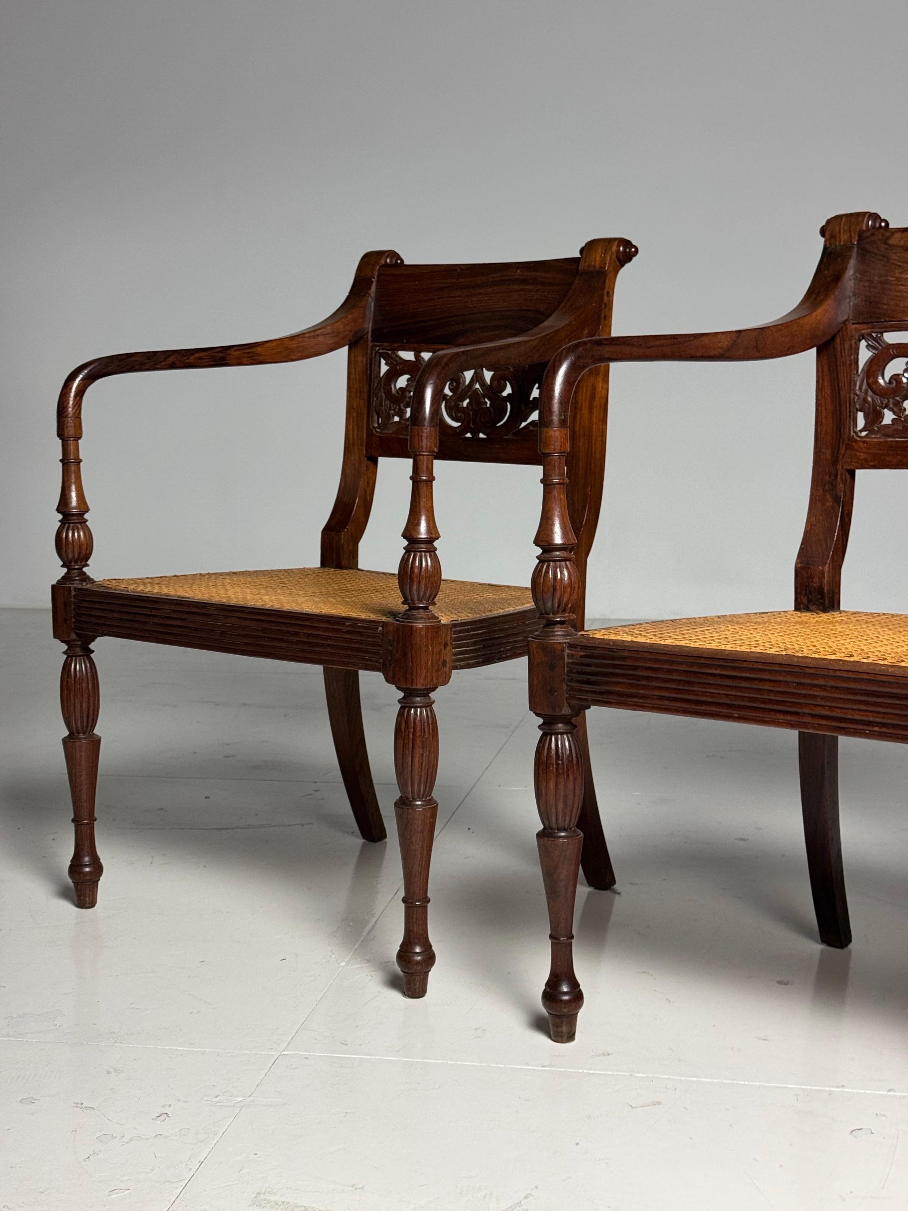 Pair of 2 19th Century Colonial Armchairs For Sale 7