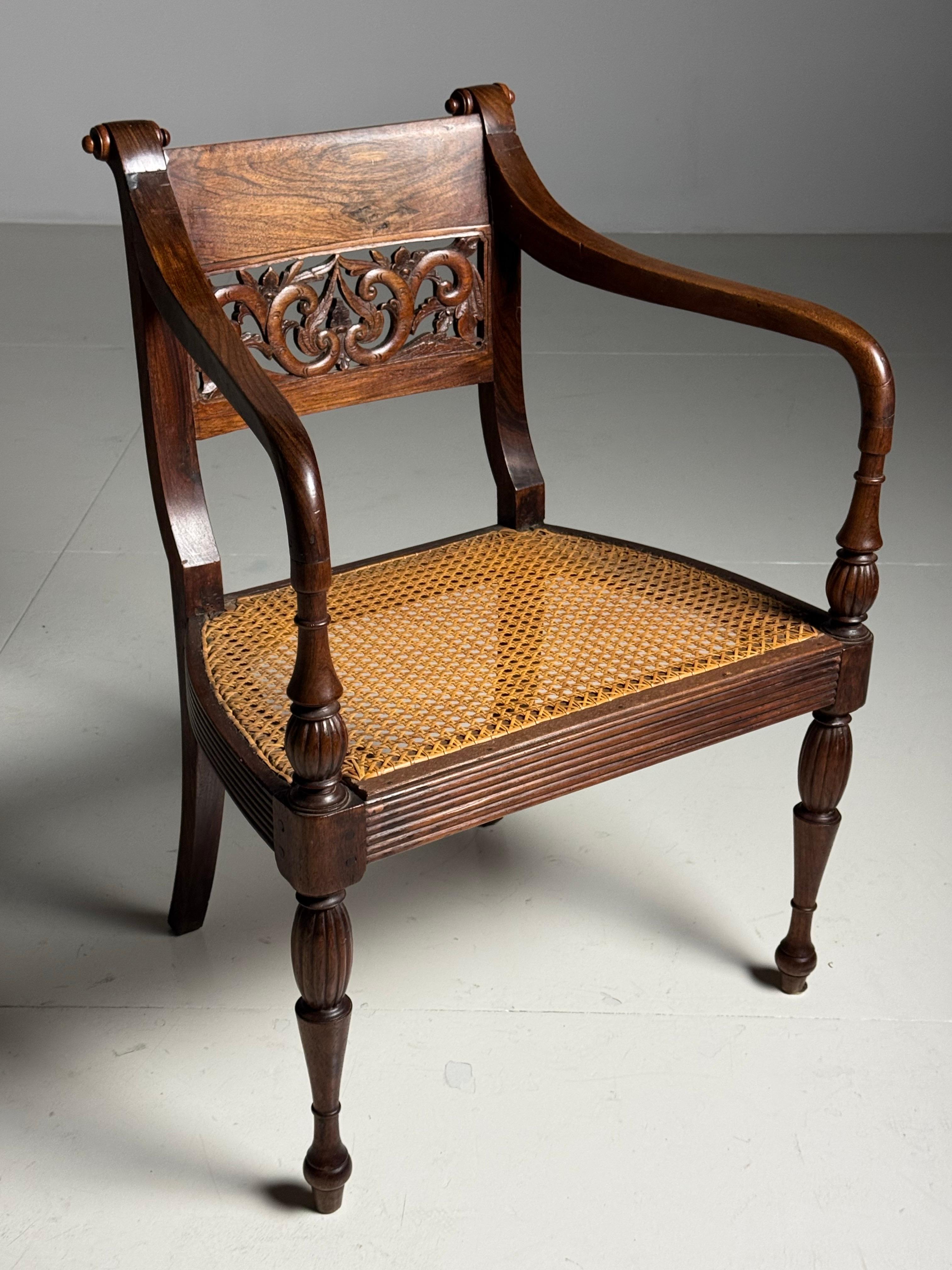 Pair of 2 19th Century Colonial Armchairs For Sale 12